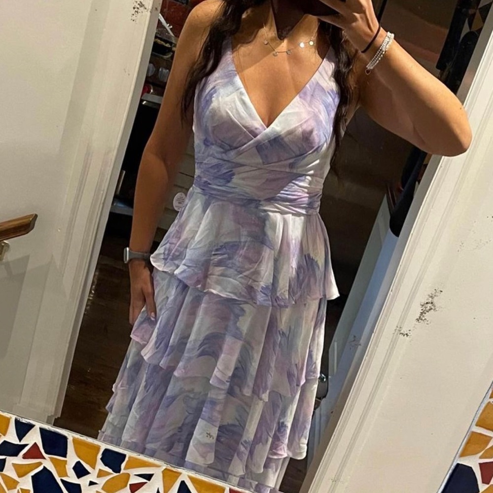 Water colour midi dress in lilac